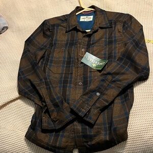 Lake & Trail Men's Brown Plaid Casual Button Down Shirt